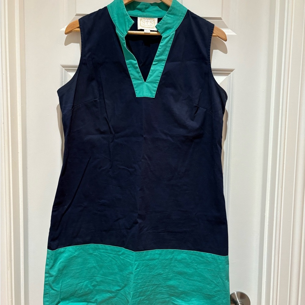 Sail to Sable, Large Navy and Teal Sleeveless Dress